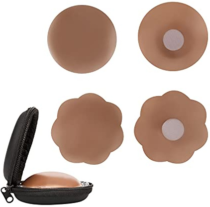 XJSGS - Lot de 2 paires de cache-tétons en silicone ultra fin pour femme - Adhésif réutilisable en silicone pur - Invisible - Sans couture - Pétales de fusion