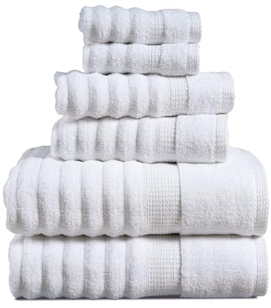 LANE LINEN Bath Towel Set 100% Cotton 6 Piece Soft Absorbent - White