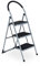Relaxdays Stepladder, 3 Rungs, Folding Ladder with Handrail, Max. Load 150 kg, Non-Slip, Steel, Grey/Black