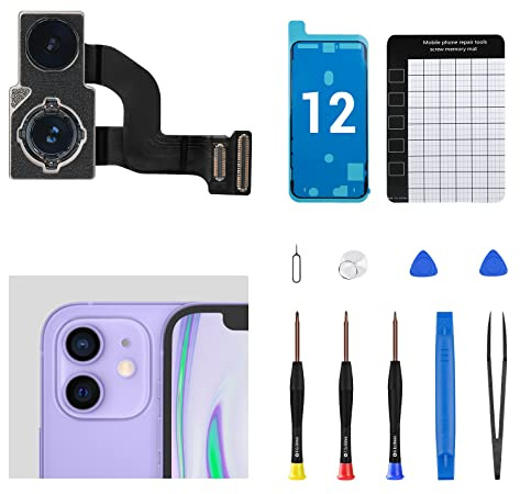 CYKJGS for iPhone 12 Main Rear Back Camera Replacement OEM Part New 12MP HD Video HDR Photo Lens Module 4K Video Flex Cable Digital Zoom Image Repair Assemble Fix Tools Kit A2172 A2402 A2403 A2404