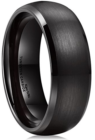 King Will BASIC 4mm 6mm 7mm Black Silver Domed Brushed Tungsten Carbide Ring Men Women Wedding Band Comfort Fit