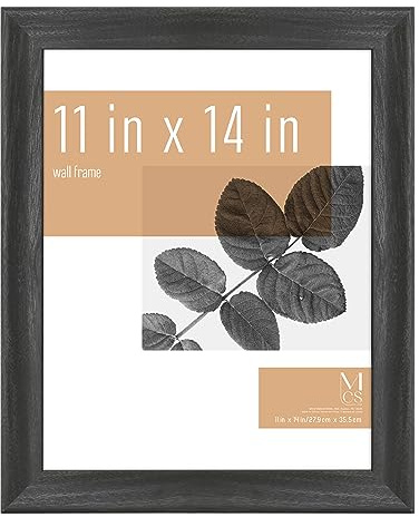 MCS Studio Gallery Classic 11x14 Picture Frame Black Woodgrain Engineered Wood, Vertical & Horizontal Wall Hanging Large Picture Frame for Photos & Art Prints (1-Pack)