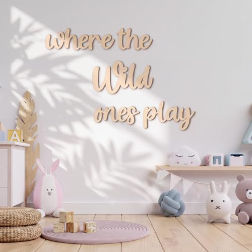 Kigley Spielzimmer-Wanddekoration, 39,1 x 45,7 cm, 3D-Schild mit der Aufschrift Where The Wild Ones für Kinderzimmer, Wandkunst, Dekoration für Kinder, Kleinkind, Zimmer, Jungen, Mädchen,
