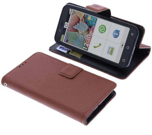 foto-kontor Tasche kompatibel mit Emporia Smart 5 Mini Schutzhülle braun Book Style Case Handy Schutz Hülle Buch Wallet Handyhülle Cover Klapphülle Ständer Handytasche
