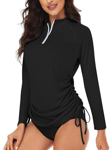 Desol Rashguard UV Shirt Damen Langarm, 1/4 Zip Surf Shirt, UPF 50+ Bademode, Schnell Trocknend und Seitlich Verstellbar, UV Schwimmshirt für Badeanzug und Surfen