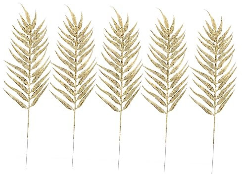 BIUDECO 5St pulverisierte Blätter weihnachtsdeko Weihnachtsbaum Weihnachtsstiele Tischdekoration Girlande Weihnachtsblätter Ornamente dekorative künstliche Blätter sprühen Blatt Stechpalme