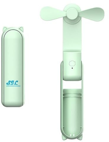 SIC Tragbarer Mini-Ventilator, tragbarer batteriebetriebener Ventilator, kleiner leiser Schreibtischventilator, tragbare Ventilatoren Büro, Powerbank wiederaufladbarer Ventilator Typ C Port (Grün)