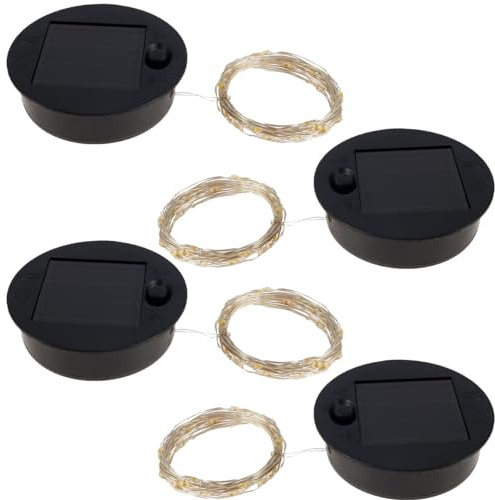 Lot de 4 lanternes solaires de rechange avec guirlande lumineuse à 30 LED de 7 cm - Pièce de rechange pour lanternes suspendues d'extérieur, lampes de table, décoration de jardin et de terrasse