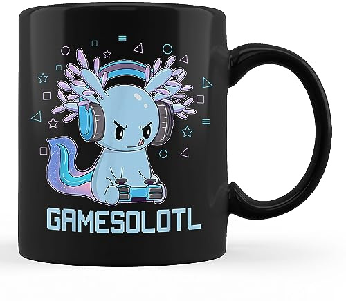 Jumbo Mug Gamesolotl Axolotl Video Gamer Kawaii Anime Gifts Boys Girls White Mug with Handle Novelty Drinking Cup Funny Tea Mug for Cafe Beer 330Ml