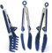 Pince Cuisine Inox, 23cm Lot de 3 Pince Barbecue avec Embouts en Silicone, Pince Plancha pour Griller, Barbecue, Buffet, Bleu