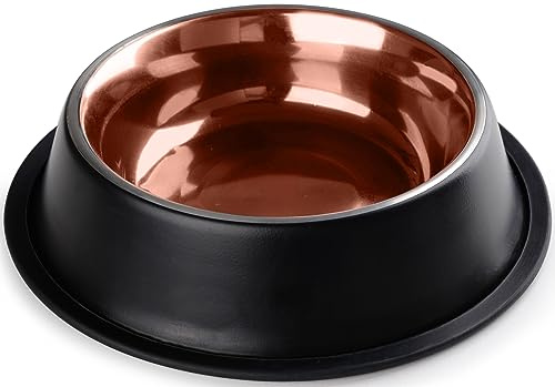 StilGut Fressnapf für Hund & Katze 2er-Set Futternapf aus Aluminium 0,7 l, Hundenapf, Katzennapf, Wassernapf - 2er-Set - Schwarz/Kupfer