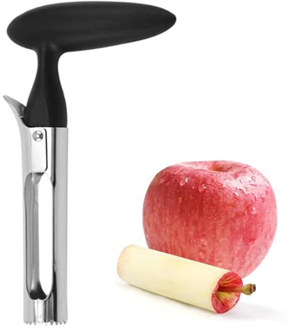 Xiciki Vide Pomme avec Poignée en ABS, Vide Pomme en Acier Inoxydable Outil avec Lame Dentelée pour la Cuisine à Domicile, Noir