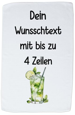 GRAZDesign Geschirrtuch Aufdruck selbst gestalten - Wunschtext - 60x40cm - weiß - personalisiert selber Bedrucken beschriftet Mojito