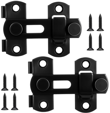 cobee 2 chiavistelli per porta in acciaio inox, nero, con vite fissa, piccola serratura scorrevole, colore nero, per porte, finestre, porte animali, porte da giardino