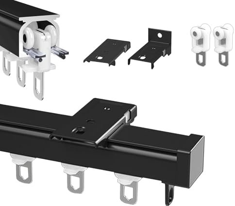 Robusto Binario per Tende Da Esterno Bastone Binario A Soffitto In Alluminio, Divisorio per Stanze, Binario per Tende Da Soffitto, Fornito con Rullo, Facile Da Installare, 50-600cm(Francia,1.8m(5.9ft)