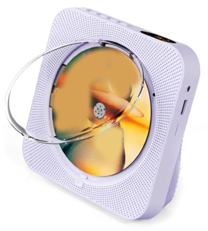 Suoumwa Lettore CD Portatile -718 Bluetooth, Altoparlanti Dual Stereo, Radio FM, USB, modalità Cuffie, Suono Stereo Viola Spina EU