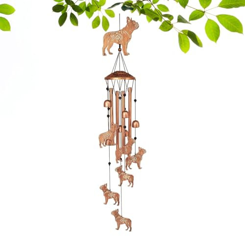 Hund Windspiele Für Draußen Hängend, Französische Bulldogge Windspiel Metall, Vintage Klangspiel Windspiel Für Garten, Geschenke Für Hundeliebhaber