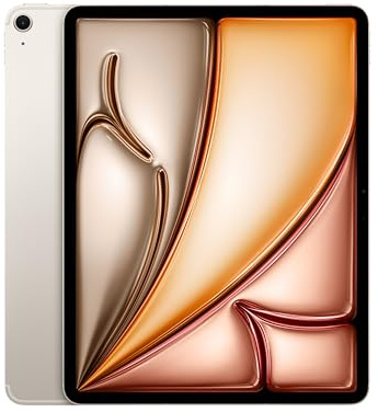 Apple iPad Air 13 Pouces avec Puce M3 : Apple Intelligence, écran Liquid Retina, 128 Go, caméras Avant/arrière 12 Mpx, Wi-FI 6E et connectivité cellulaire 5G, Touch ID – Lumière stellaire
