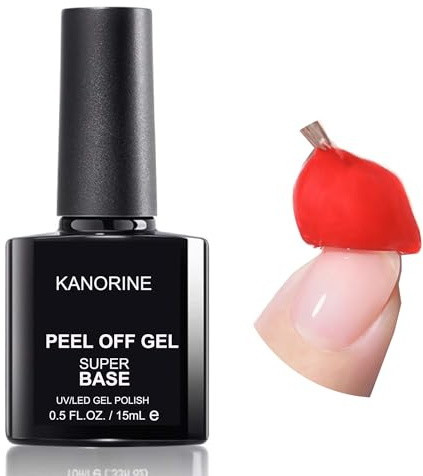 KANORINE Gel Nail Polish, 15ML Peel off Base Coat,Beginner-Friendly GelPolish,UV/LED Peelable Base Coat -Soak Off-Free Easy Removal Base Gel,Easy Removal Gel Base for Nail Art Beginners