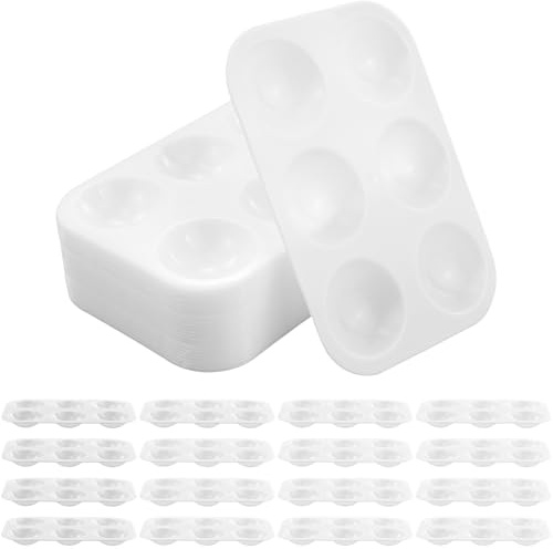 24 bandejas de colores de plástico blanco, paleta de acuarelas, paleta de mezcla, paleta de 6 pozos, paleta de pintura para artistas, acuarelas, pintura al óleo y acrílico