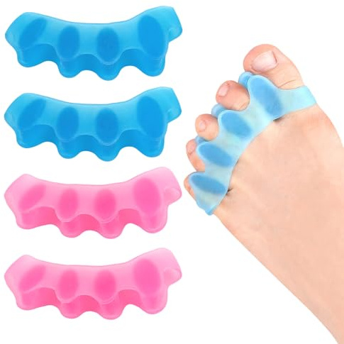 2 Paia Separatore Dita Piede Silicone, Distanziatore Dita Piedi, Toe Spacer Silicone Separadita Piede, Separa dita Piedi per Il Sollievo dal Dolore dell’Alluce Valgo per Uomini e Donne, Taglia Unica