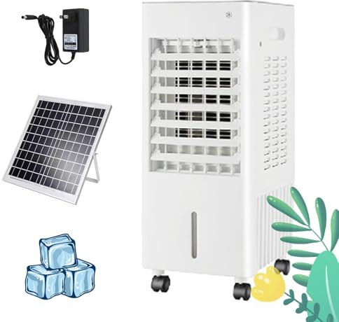 Ventilador Solar, Acondicionador De Aire Portátil, Bateria Recargable, Ventilador De Refrigeración Ajustable, Fácil De Limpiar, para Dormitorio, Oficina, Hogar(A)