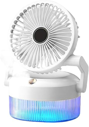 Hogvinnatil Ventilateur de brumisation portable, refroidisseur personnel rechargeable USB | Ventilateur pliable avec lumière pour camping, gym, plage, école, jardin, voyage, bureau