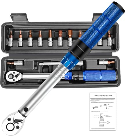 Bike Torque Wrench Set 2-24 Nm,15pc 1/4-Inch Drive Click Torque Wrench Set