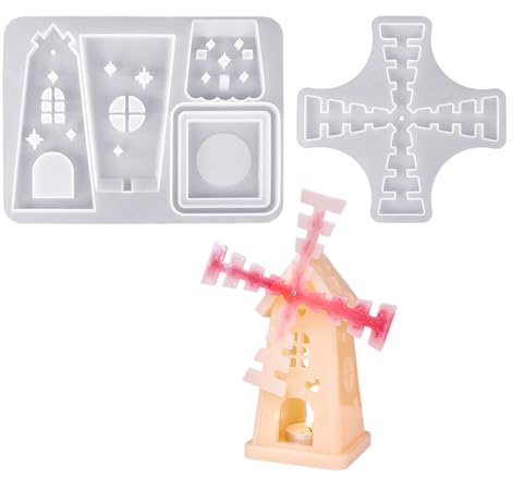 Artistic Silicone Candle Ship Moulds Resin Epoxy Mould Rotating Windmill Mould Candle Holder Moulds Silicone Texture Easy Release Mould