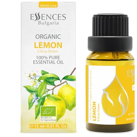 Essences Bulgaria Olio Essenziale Di Limone Biologico 15 ml | Citrus Limon | 100% Puro | Naturale | Non Diluito | Grado Terapeutico | Aromaterapia | Cosmetici | Cruelty Free | Non OGM