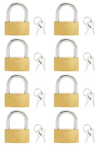 BAIFULAI 8 Stück 30mm Vorhängeschloss mit Schlüssel: Vorhängeschloss Gleichschließend, Messing Schloss mit Schlüssel, Vorhängeschlösser für Lager, Fenster, Büro, Outdoor, Sicherheit