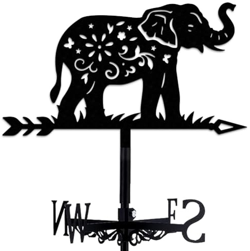 beinkmake Elephant Weather Vane Metal Wind Vane Animal Weathervane Decoration Garden Stake Mount Ornament for Farmhouse Yard Roof Outdoor