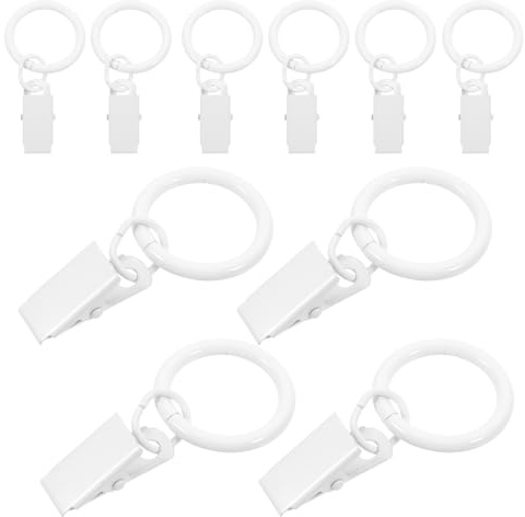 BESPORTBLE 10pcs White Iron Curtain Clips with Rings Shower Curtain Clamps for Home Window Treatment Sturdy Metal Fasteners for Drapery and Shower Rods