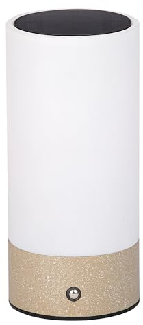 Dehner Levi Lampe solaire d'extérieur LED Ø 9 x H 20 cm – Lampe d'extérieur LED avec alimentation solaire et batterie, câble USB-C inclus, blanc chaud, capteur crépusculaire, acier inoxydable et verre