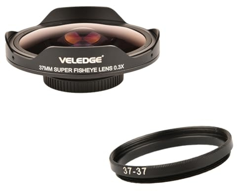 Fisheye Lens Adapter, 0.3X HD Ultra Wide Angle Adapter Ring, Camera Lens Accessories (37mm)