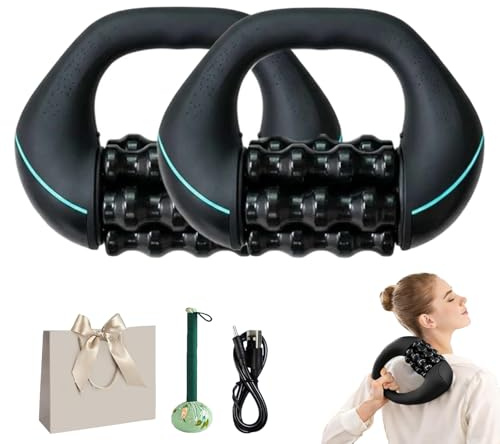 Massageroller Elektrisch, Handmassagegerät mit 3 Intensitätsstufen & 24 Massageknöpfen, Faszienrolle Elektrisch für Tiefengewebe, Rücken Massagegerät für Muskelentspannung