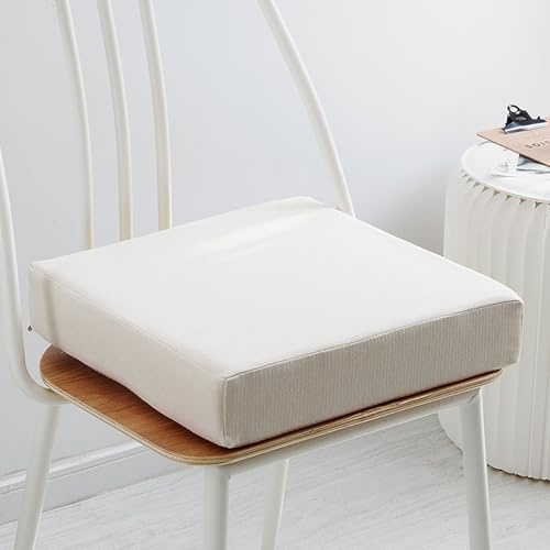 Tjockt vadderat bo-säte för äldre stöd, tvättbar golvkudde för bilar, kontor och rullstolar, 60 x 60 x 8 cm, komforthjälp för återhämtning efter kirurgiskt ingrepp, vit