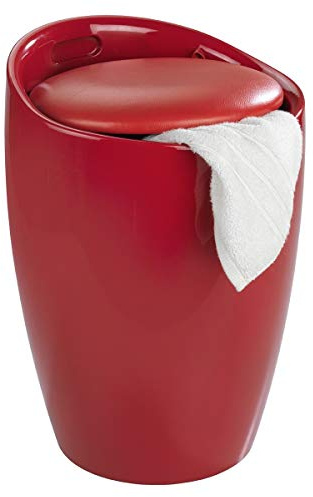 Wenko Candy 20624100 badrumspall med avtagbar tvättpåse diameter 36 x 50 cm ABS-plast röd