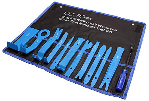 CCLIFE 12tlg Auto Demontage Werkzeug Set PP PA+ Zierleistenkeile Innenraum Verkleidung Türverkleidung