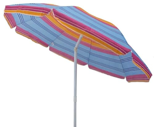 milani home - ombrellone da spiaggia diametro 2 m, palo centrale in acciaio, telo TNT multicolor, inclinabile, protezione UV, per mare, piscina e campeggio