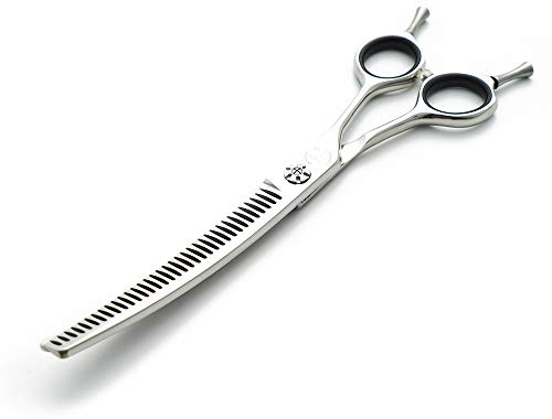 Moontay Professional 7.0 Dog Grooming Chunkers Scissors, Upward Curved Pets Grooming Thinning/Blending Shears - Japan 440C Stainless Steel for Pet Groomers or Family DIY Use