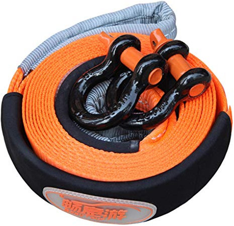 PKW PLUS 5m / 8t Tow Strap, Auto Tow Gürtel, Heavy Duty Abschleppseil 4x4, for Automobile/Agrarwagen/SUV, mit 2 Sicherheitshaken