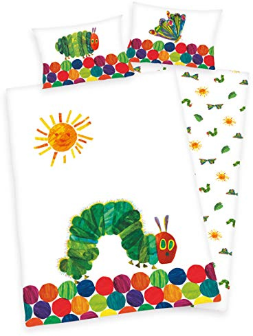 Herding Die kleine Raupe Nimmersatt Baby Bettwäsche 40x60 + 100x135 cm, 100% Baumwolle
