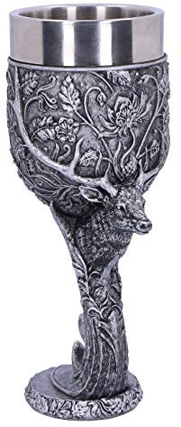 Nemesis Now Monarch of The Glen - Calice da vino con testa di cervo, argento