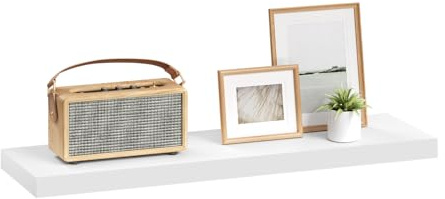 eSituro Wandregal Weiß,Schweberegal für Wandmontage, modern,80x3,8x22,9cm | für Wohnzimmer Schlafzimmer Küche Badezimmer, Schweberegal für Wandmontage, modern, MDF