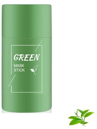Grüner Maskenstift für Gesicht, Tonmaske reinigt die Poren, feuchtigkeitsspendend und ölkontrolliert Anti-Akne für alle Hauttypen Frauen und Männer