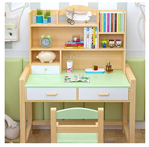 jbshop Schreibtisch schreibt Studienschreibtisch Home Kind Schreibtisch Tisch und Stuhl Set Schlafzimmer Schreibtisch Grundschule Schreibtisch und Stuhlset Schreibtisch (Color : Green, Size : 80cm)