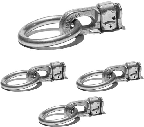 Safetytex Doppel Endfitting mit Ring - Endbeschlag Stahl/ALU - Fitting Zurröse 2500kg Bruchlast - Double Stud Zurrschiene - Airlineschienen Zubehör (4 Stück)