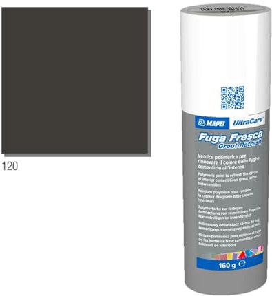 Mapei Ultracare Escape Fresca 120 Negro Pintura polimérica para renovar el color de las juntas de cemento. Botella de 160 g.