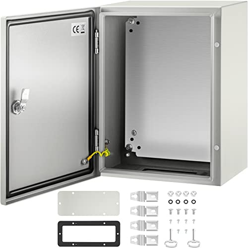 VEVOR Boîtier en acier au carbone NEMA, 40x30x20 cm, coffret armoire électrique NEMA 4X, IP66 étanche et anti-poussière, boîte de jonction électrique extérieure et intérieure, avec plaque de montage